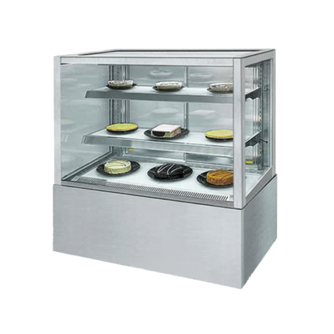 1200mm Square Glass Cake Display For Hire