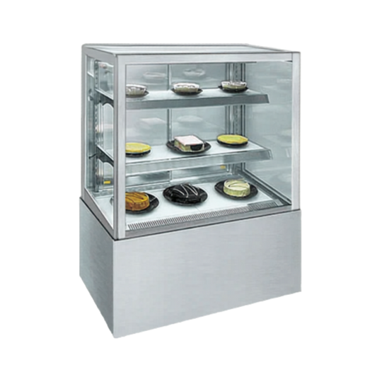 900mm Square Glass Cake Display For Hire