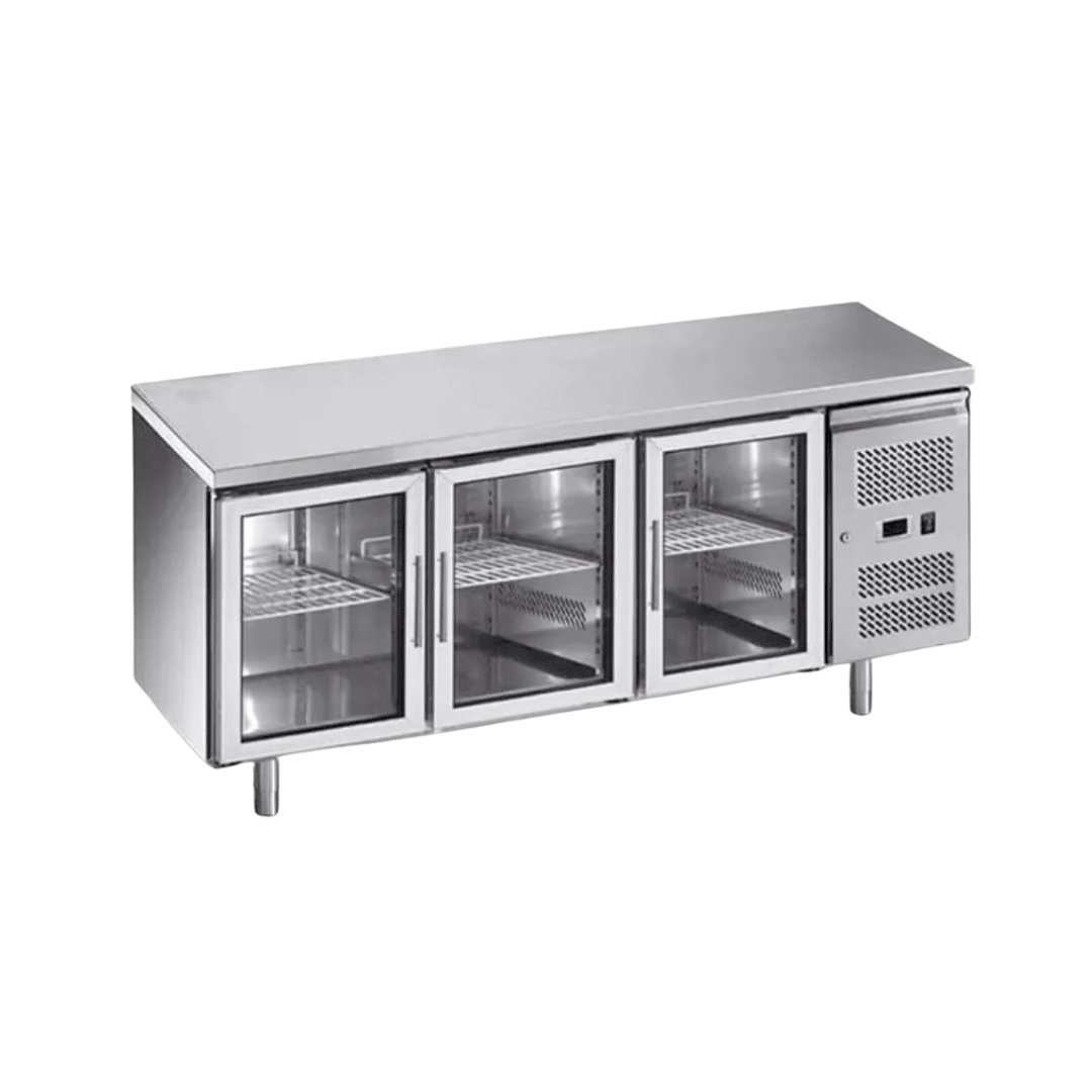 Three Door Underbar Fridge (Glass Doors) For Hire
