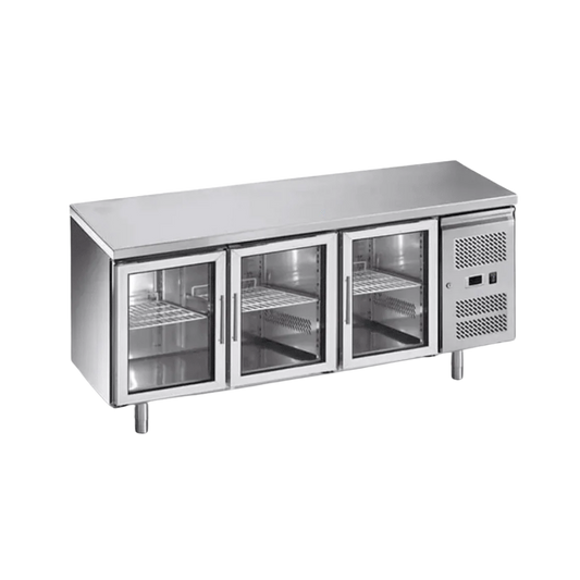 Three Door Underbar Fridge (Glass Doors) For Hire