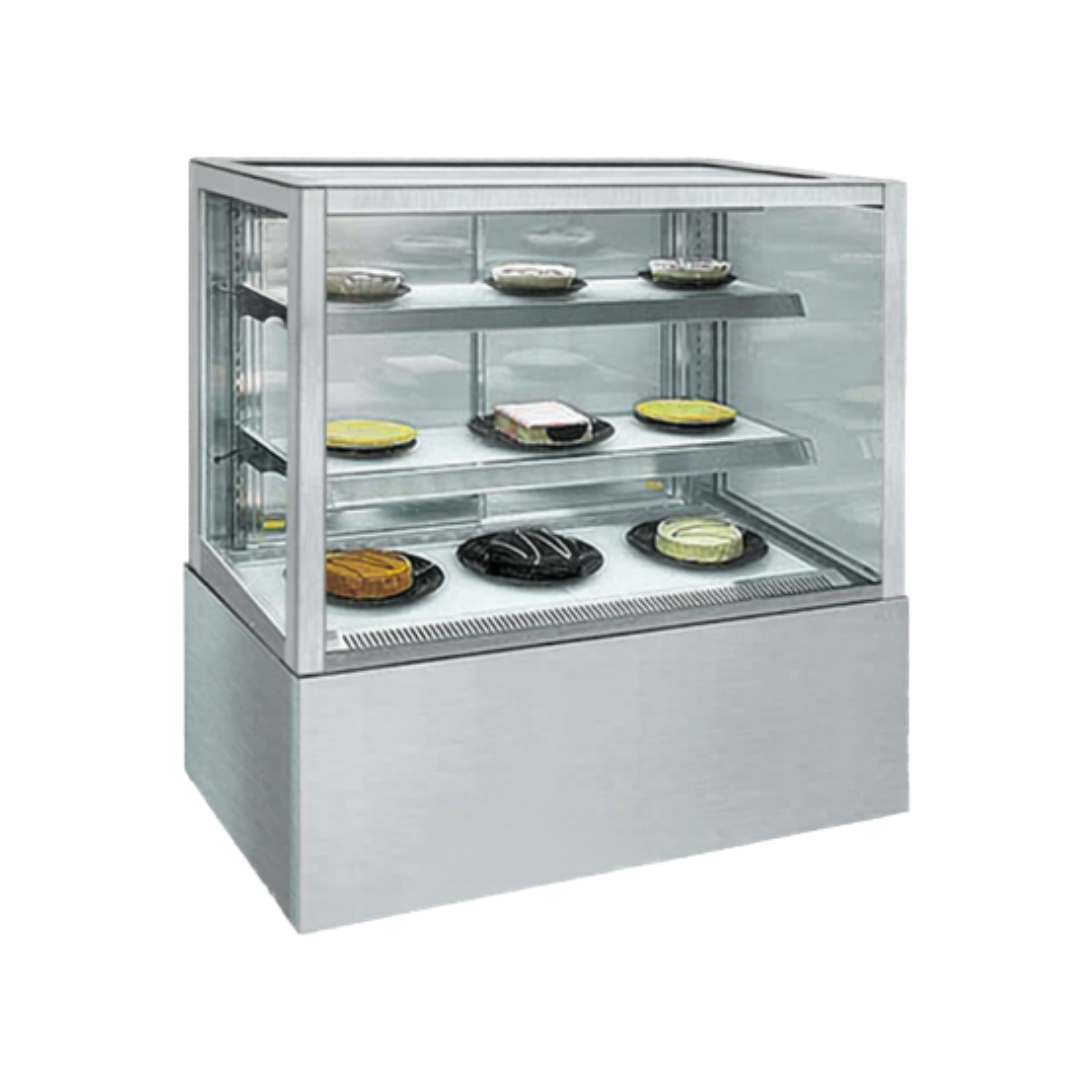 1200mm Square Glass Cake Display For Hire
