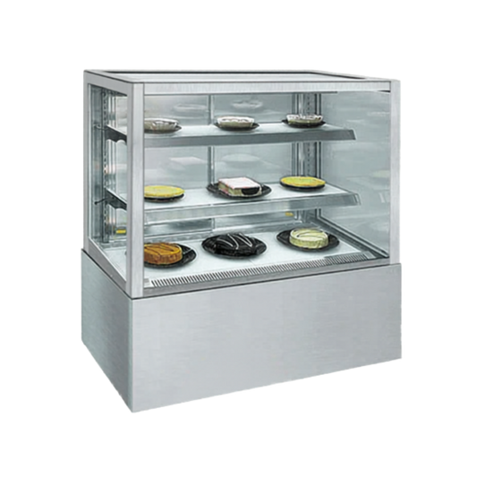 1200mm Square Glass Cake Display For Hire