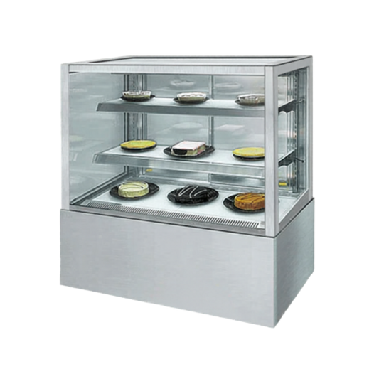 1200mm Square Glass Cake Display For Hire