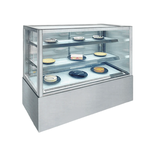 1500mm Square Glass Cake Display For Hire